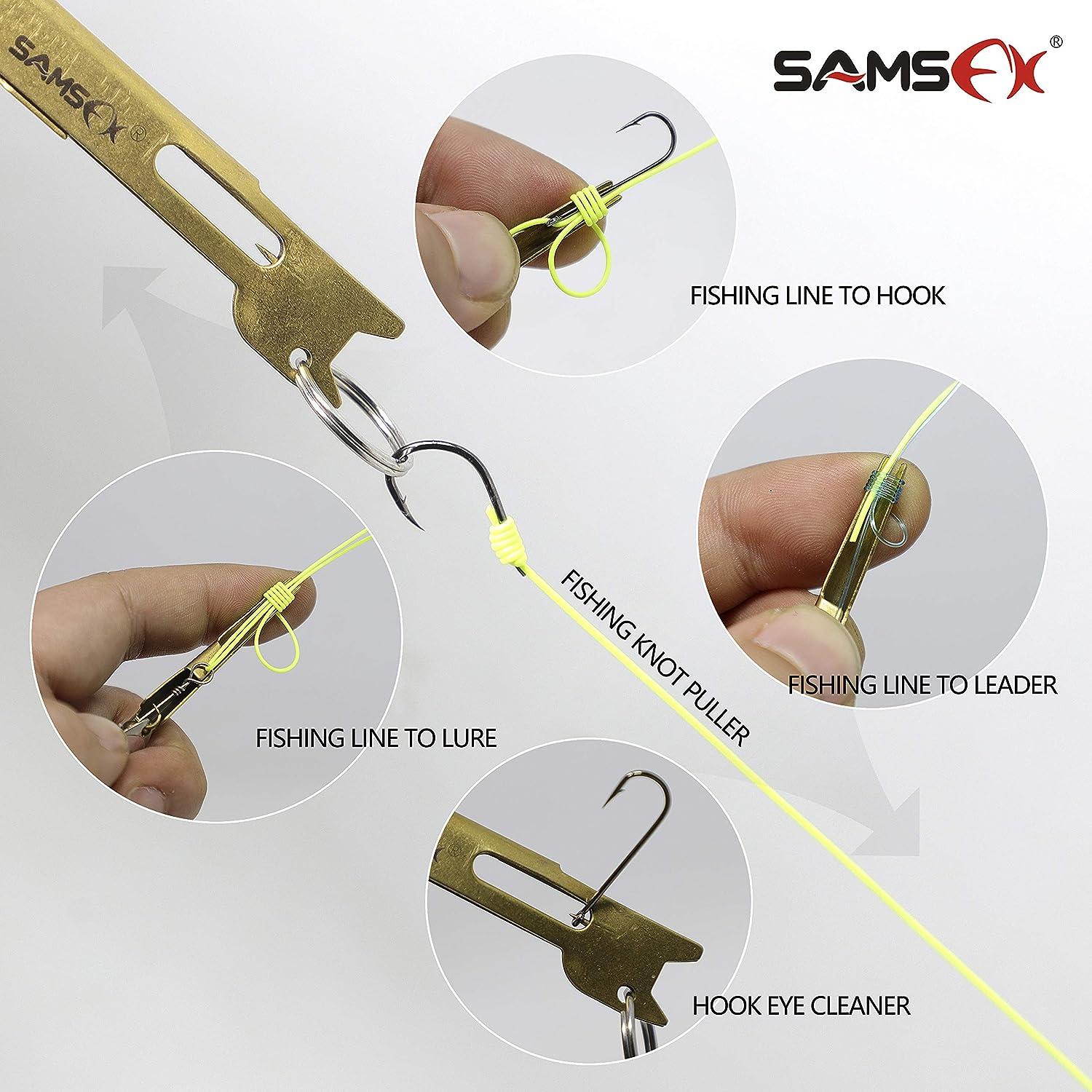 SAMSFX Fishing Line and Hook Knot Tying Tool Kit 3 Knot Tyers with Zinger  Retractor