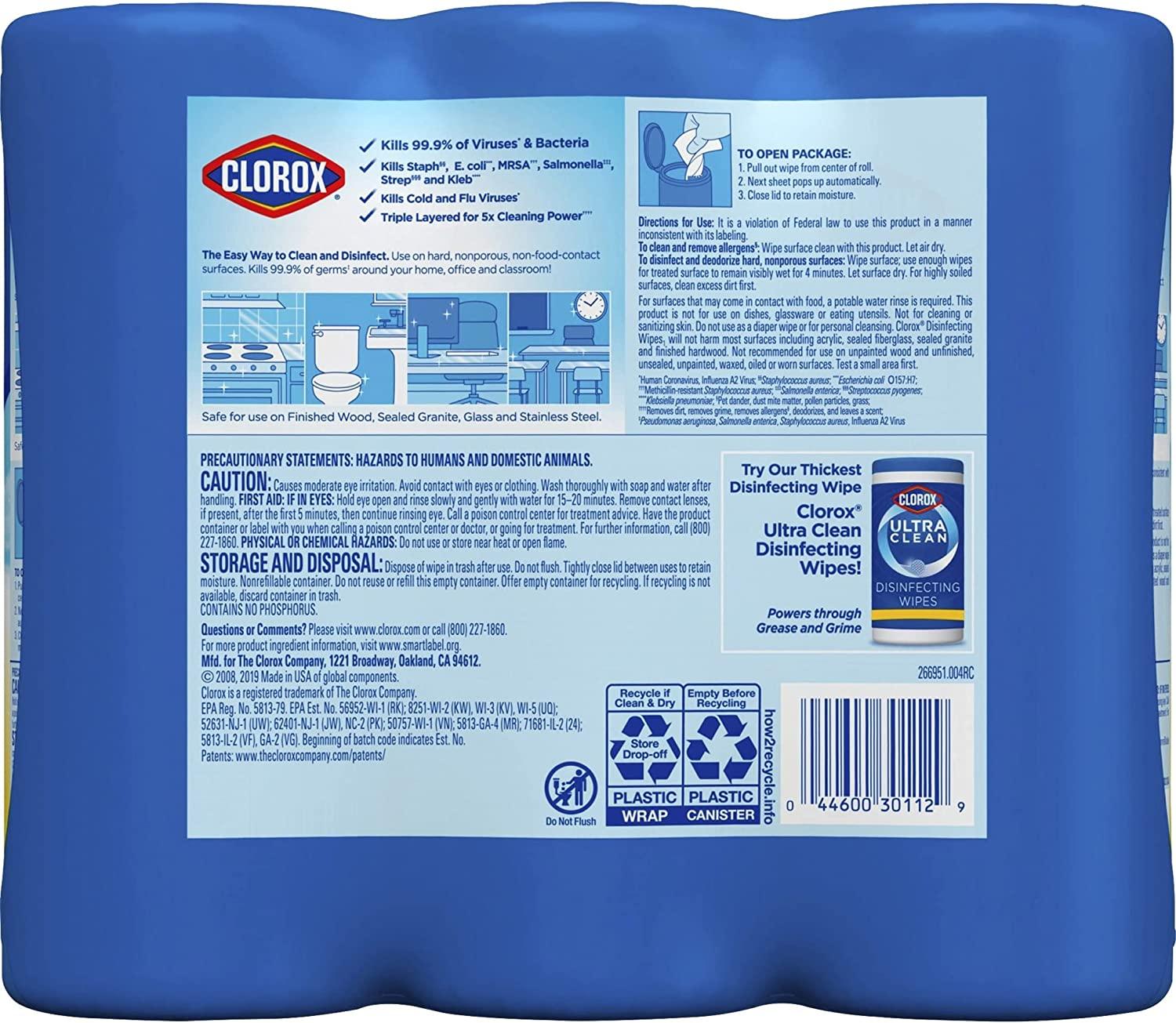 Clorox Disinfecting Bleach Free Cleaning Wipes, Value Pack Crisp  Lemon/Fresh Scent