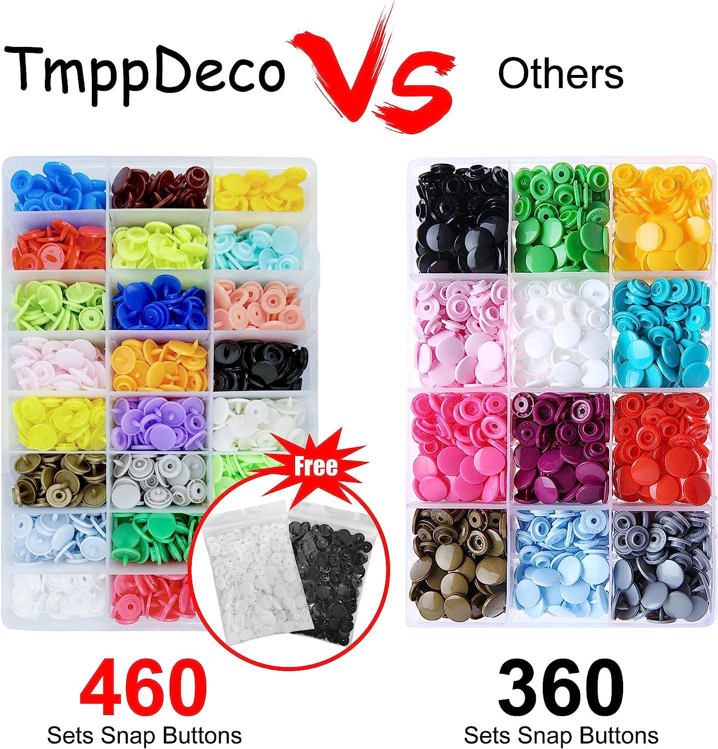 TmppDeco Plastic Snaps with Snap Pliers 460 Sets 24-Colors Snap Buttons for  Sewing Snap Fasteners Kit for Sewing Clothing Crafting