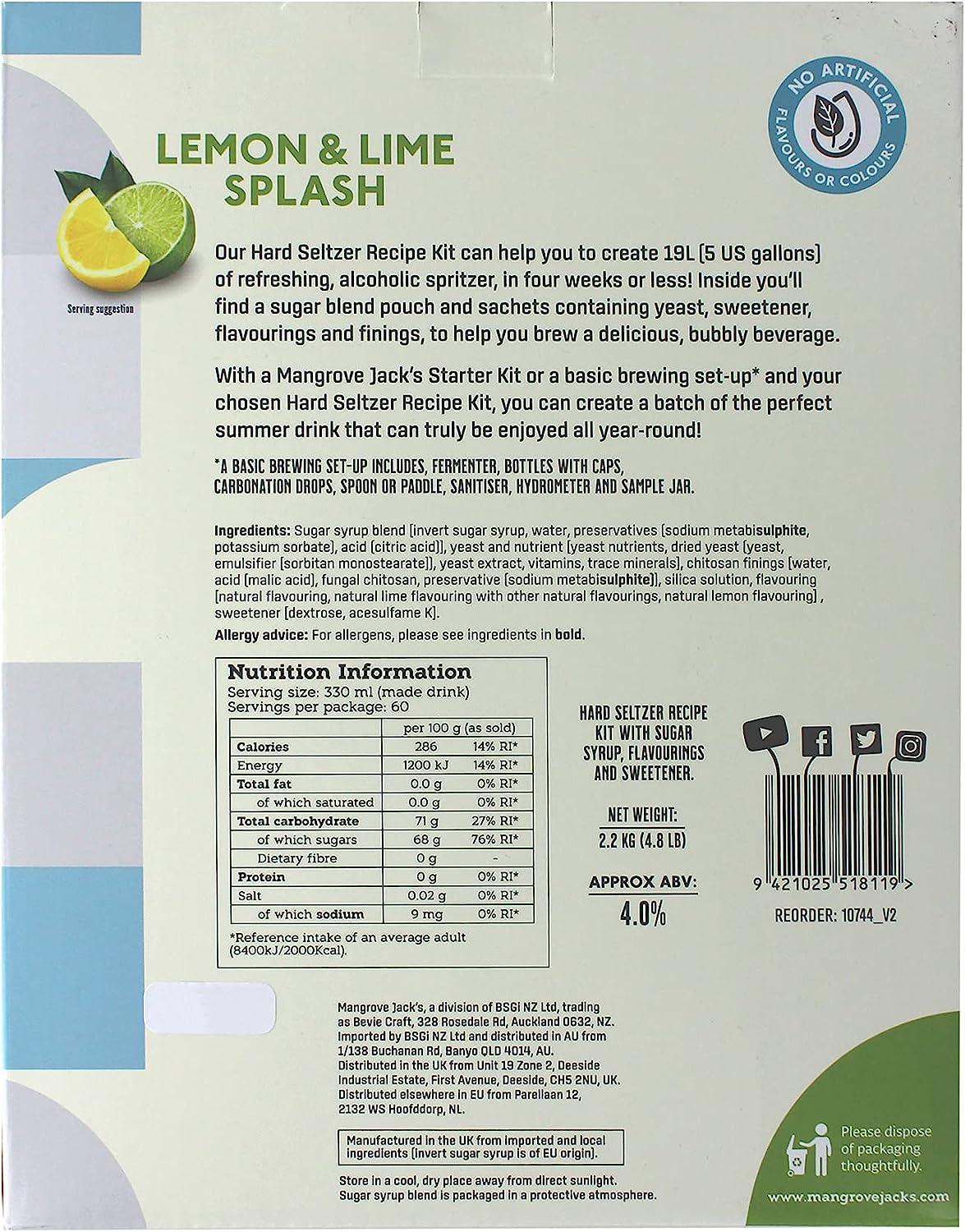 Mangrove Jacks Hard Seltzer Kit Lemon & Lime Splash