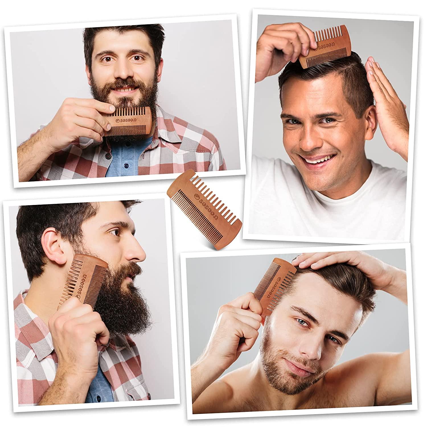 Beard Brush, 100% Boar Bristle Black Walnut Wood Beard Comb Brush for Men  To Tame and Soften Your Facial Hair