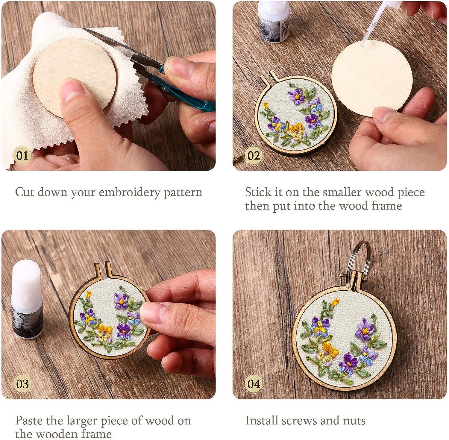  Mini Embroidery Hoop Wooden Mini Crossing Stitch Hoop Mini Ring  Embroidery Circle for DIY Pendant Crafts, Round, Oval Vertical, Oval  Horizontal (16 Sets)