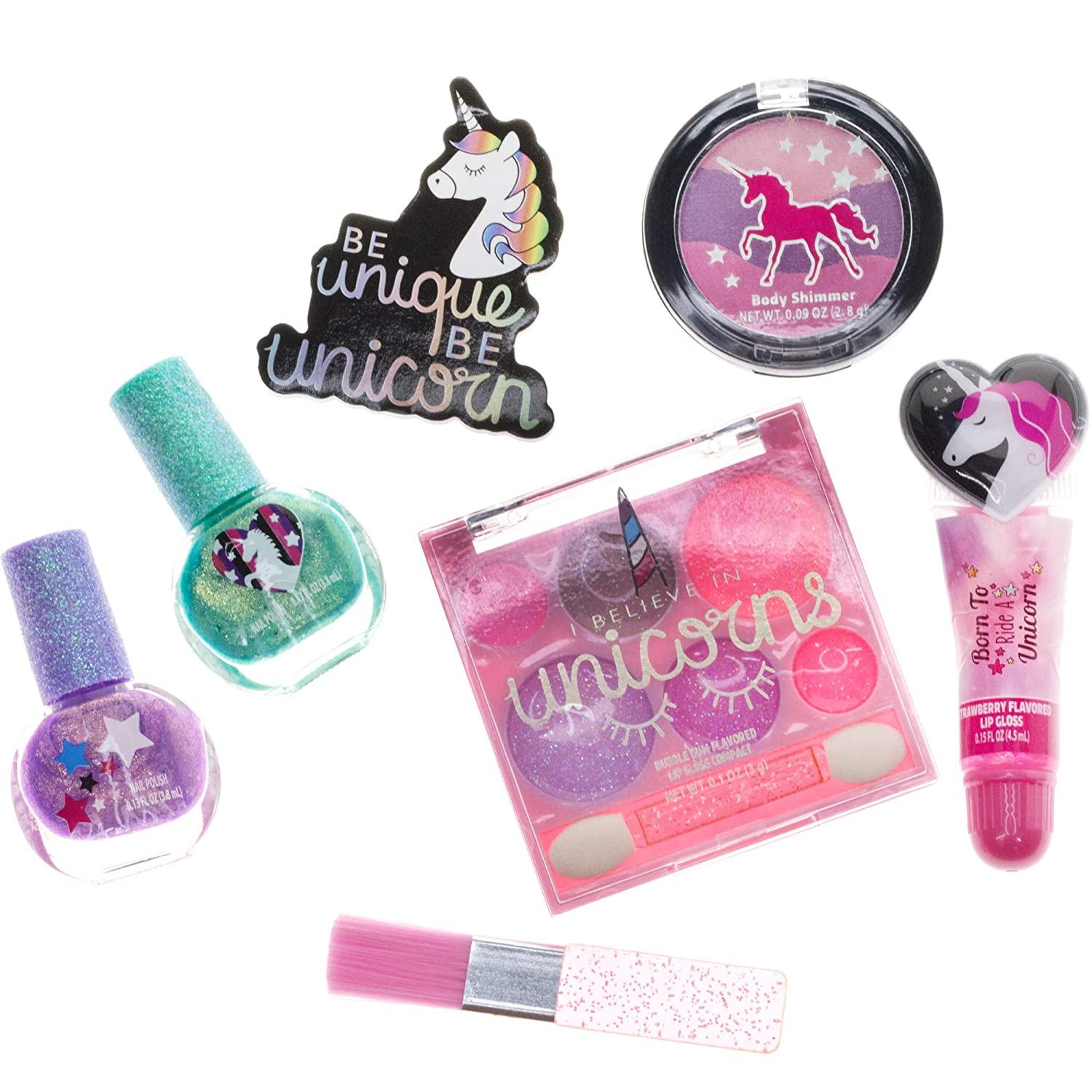 Townley Girl Unicorn Makeup Set with 8 Pieces, Including Lip Gloss