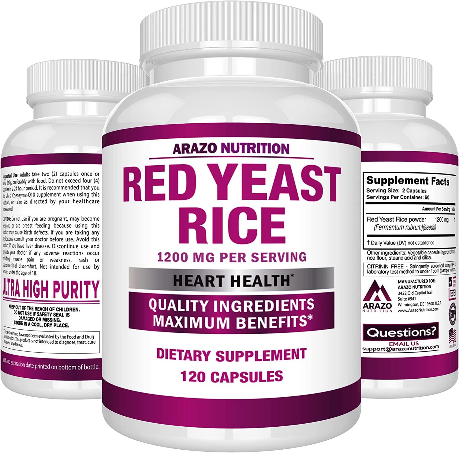 Red Yeast Rice Extract 1200mg Citrinin Free Vegetarian Supplement 120