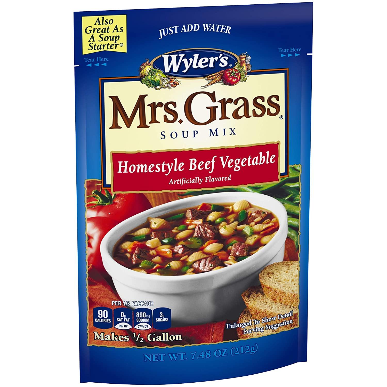 Wylers Mrs. Grass HomeStyle Beef Vegetable Hearty Soup Mix 7.48 oz Pouch