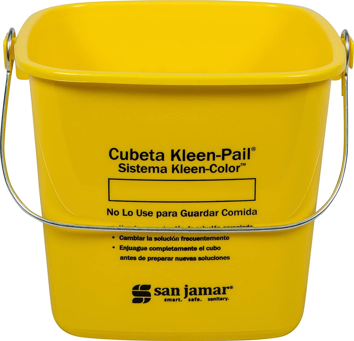 San Jamar KleenPail Plastic Cleaning Bucket 6 Quarts Yellow Cleaning