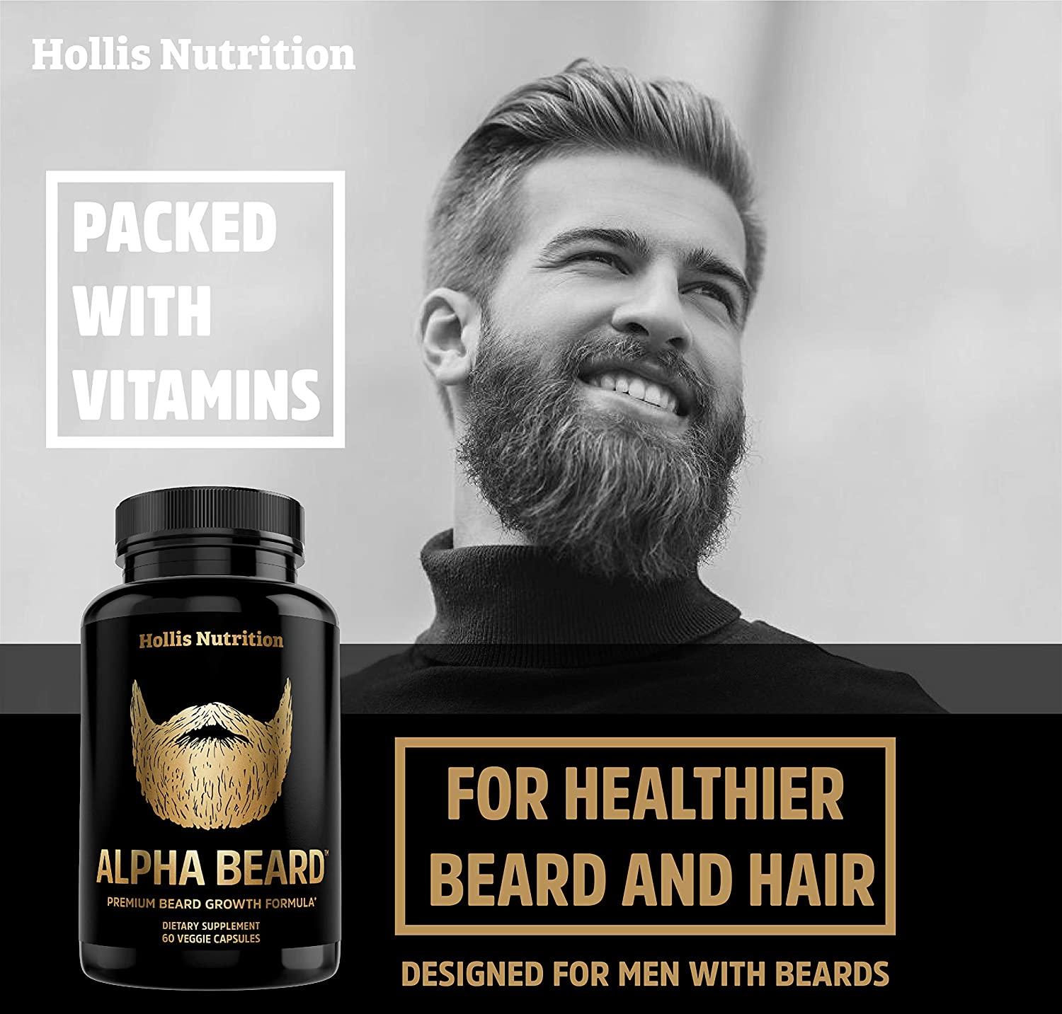 ALPHA BEARD Growth Vitamins | Biotin 10,000mcg, Patented goMCT, Collagen |  Beard and Hair Growth Supplement for Men | Grow Stronger, Thicker,  Healthier Facial Hair - For All Hair Types