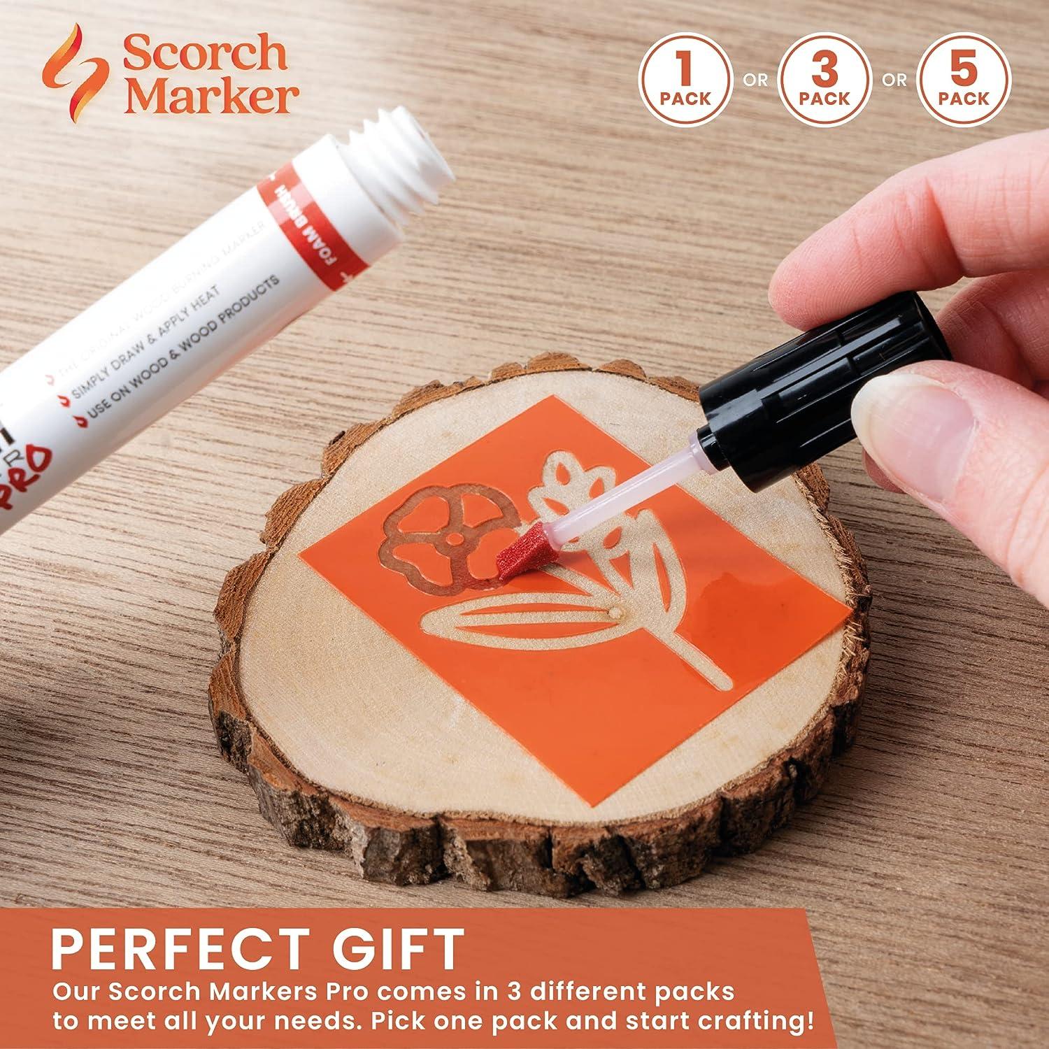 Scorch Marker Woodburning Pen Tool with Foam Tip and Brush, Non-Toxic Marker  for Burning Wood, Chemical Wood Burner Set, Do-it-Yourself Kit for Arts and  Crafts 1 Pack