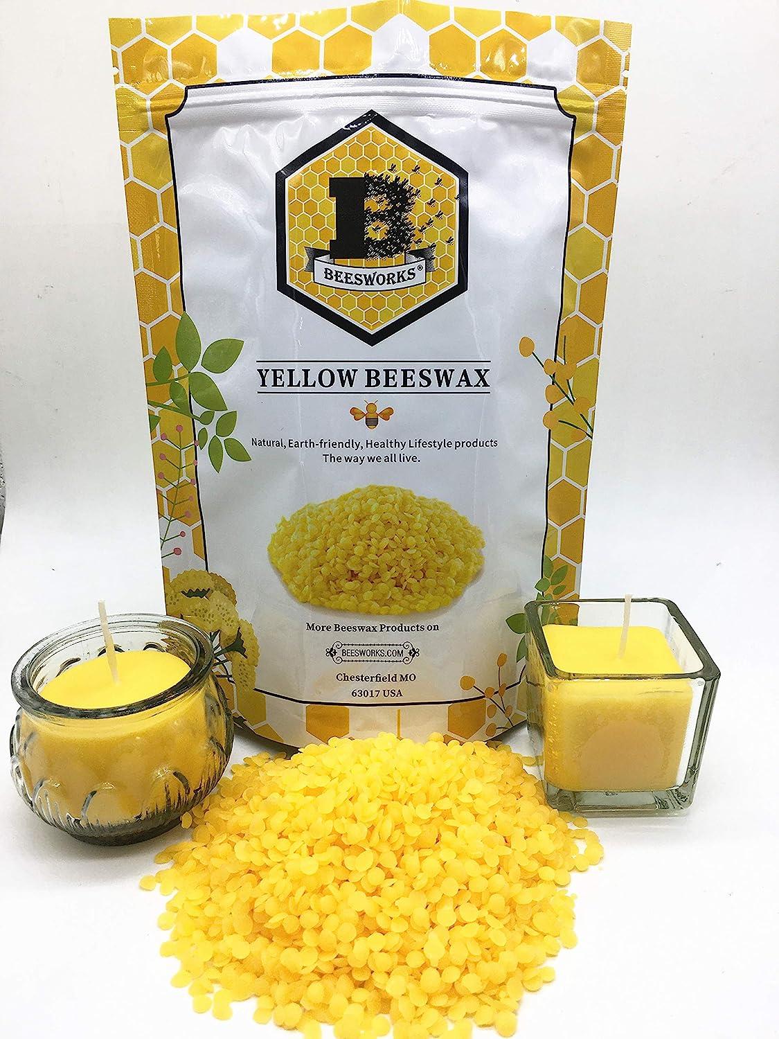 Beesworks Beeswax Pellets, Yellow, 1lb-Cosmetic Grade-Triple