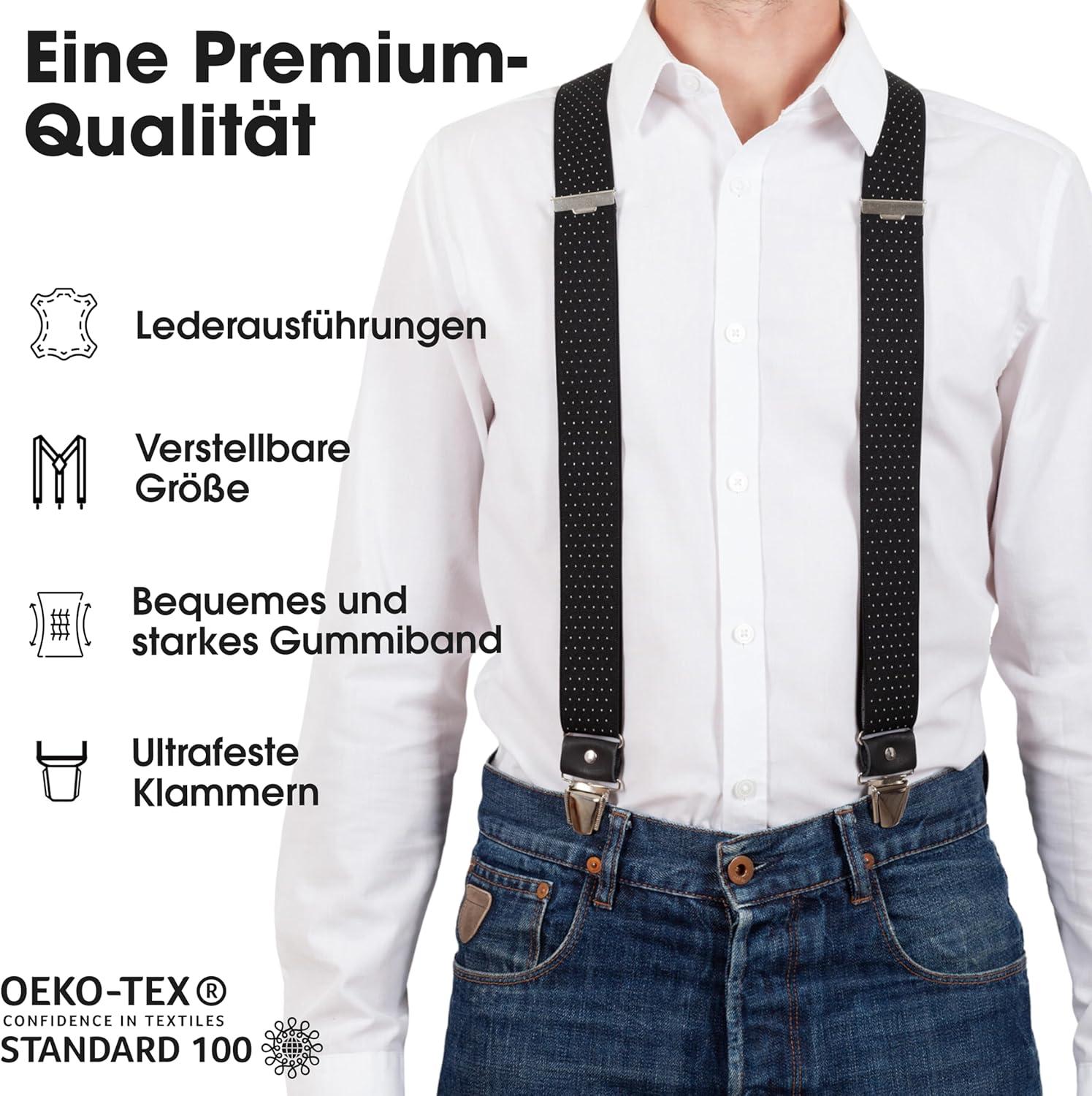 Pierrot - Bretelle Uomo Larghe Premium Vintage - Regolabili Fino A 130cm Elastico Rinforzato Garantite A Vita Clip Molto Forti Bretelle Uomo Eleganti 103902324