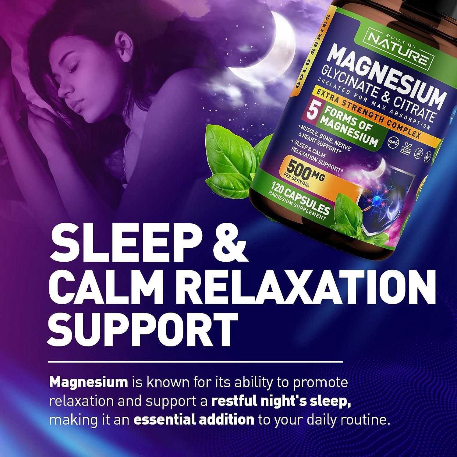 Magnesium Glycinate & Citrate Complex 500mg 5 Forms of Chelated