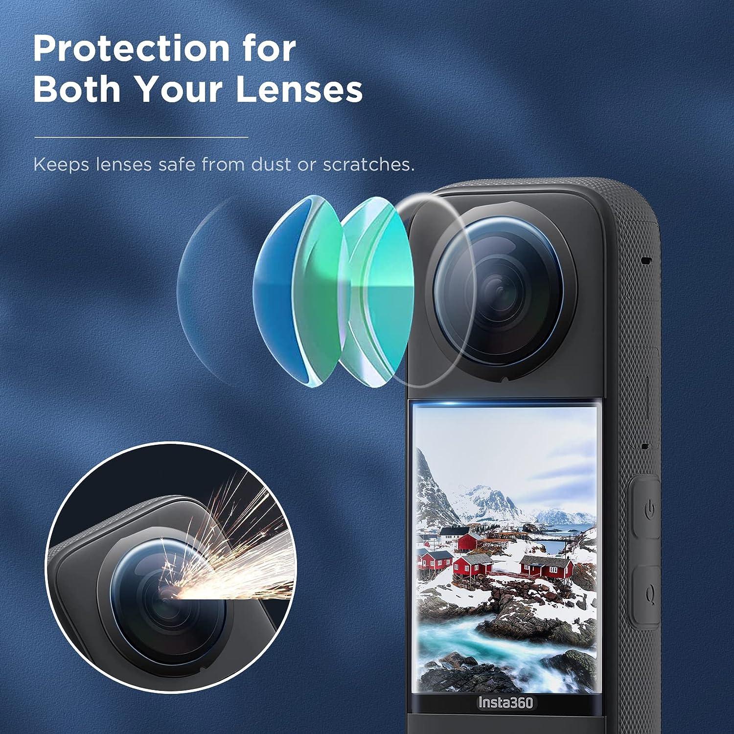 CYNOVA Insta 360 X3 Sticky Lens Guard Screen Tempered Film Set, Screen  Protector for Insta360 X3 Accessories LCD Tempered Glass 9H Hardness