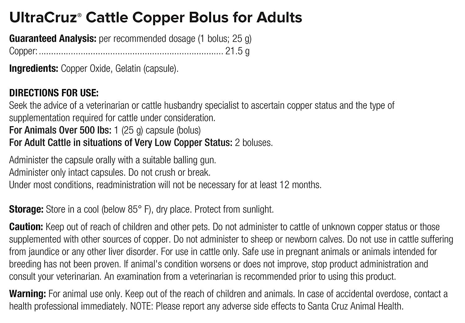 UltraCruz sc363566 Cattle Copper Bolus Supplement for Adults, 25