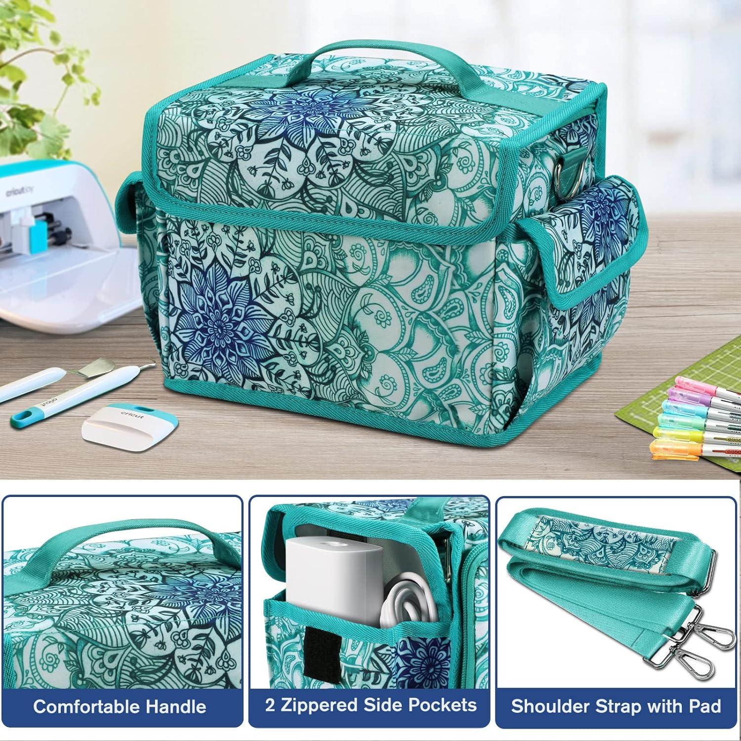 FINPAC Portable Carrying Bag for Cricut Joy Storage Organizer Tote Bag  Carrying Case with Supplies Storage Sections (Emerald Illusions) *Emerald  Illusions