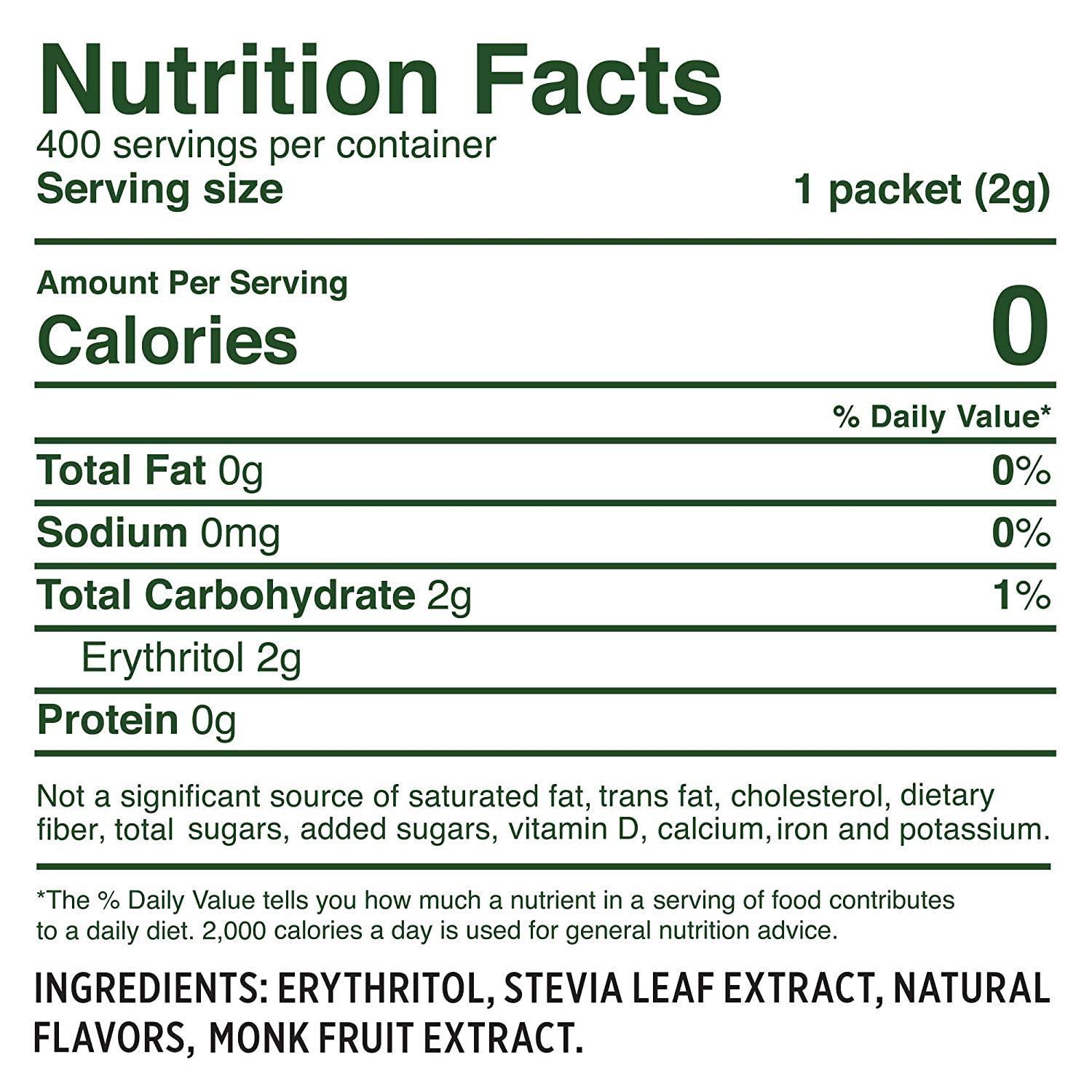 WHOLE EARTH Stevia Monk Fruit Plantbased Sweetener 400 Packets Stevia