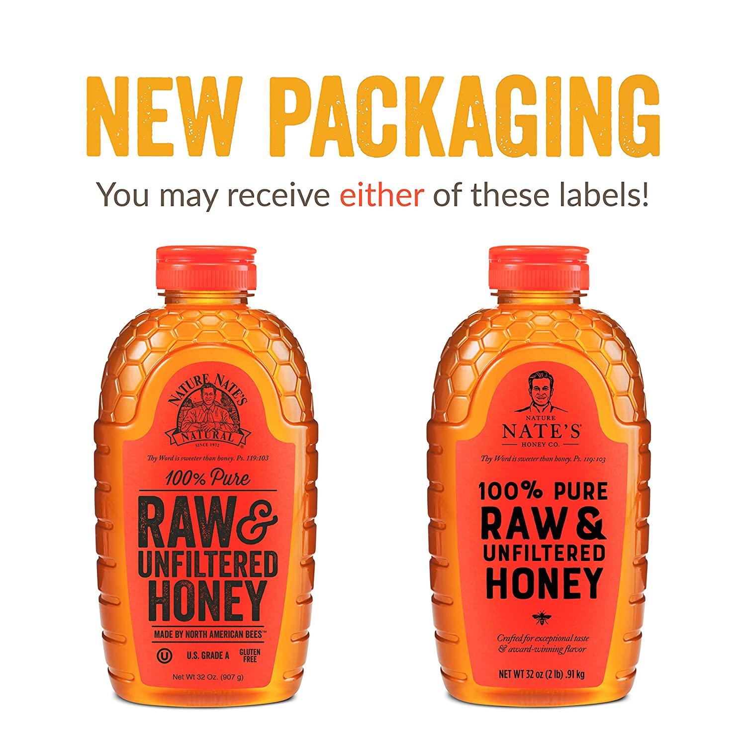 Nature Nate's 100 Pure Raw Unfiltered Honey 32oz Squeeze Bottle
