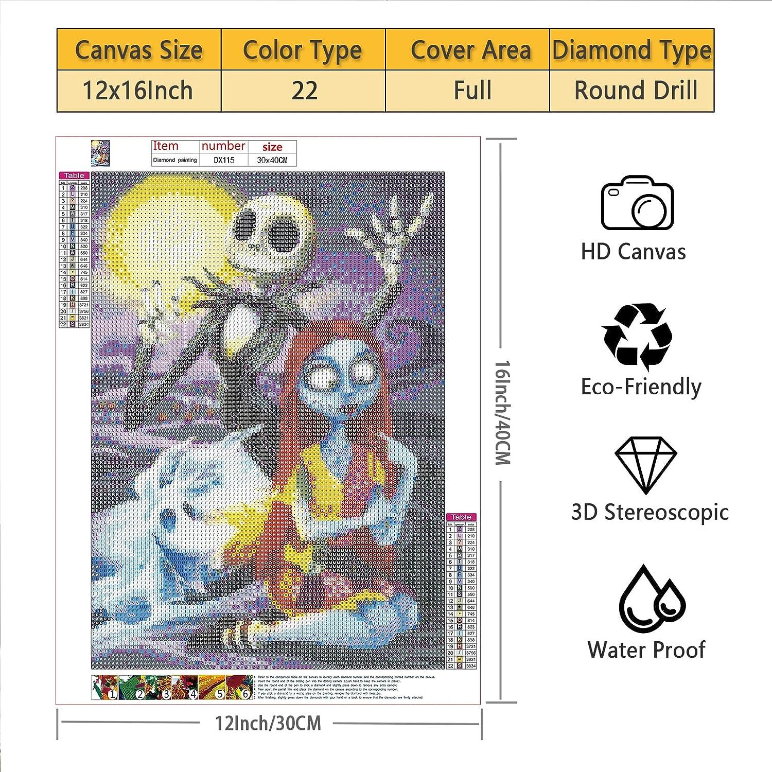 DIY Halloween Diamond Painting Kit for Adult Skull Jack and Sally Full  Round Diamond Drill Kit 5D Wall Painting Art Gem Art Craft Home Game for  Children Kid 15.8x11.8 inch C02Jack Sally