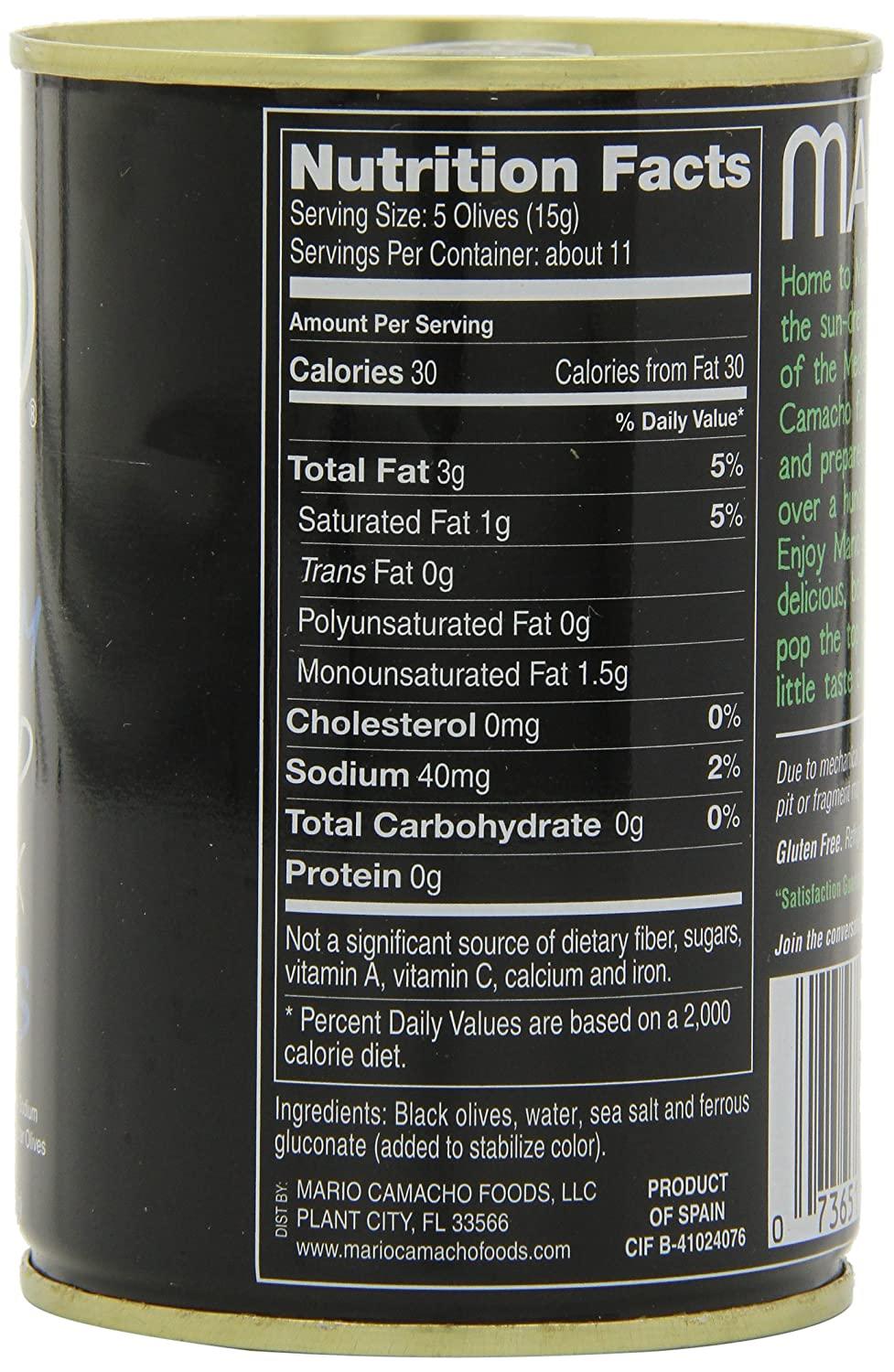 Mario Camacho Foods Low Sodium Black Olives, Medium Pitted ...
