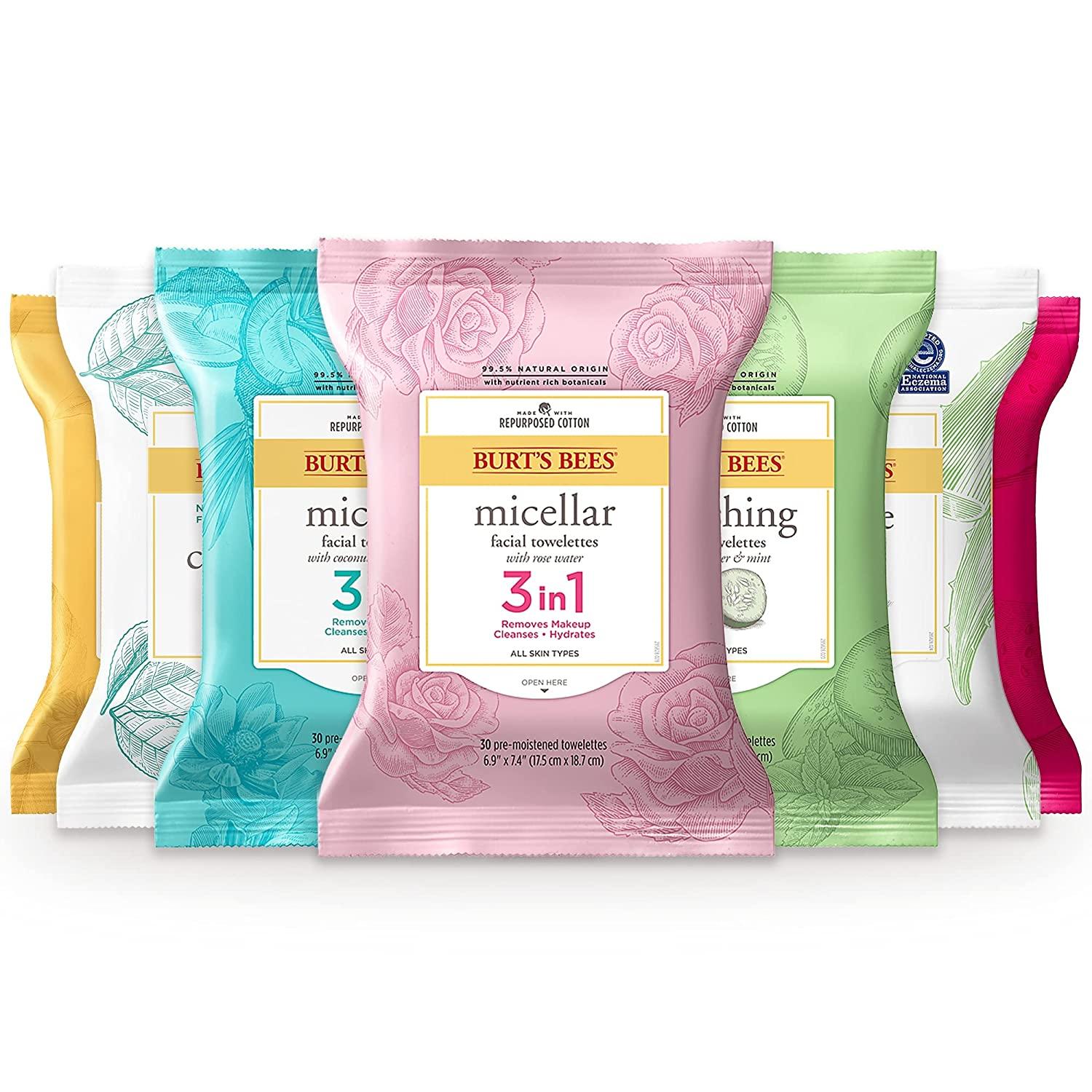 Burt's Bees Sensitive Facial Cleansing Towelettes 30 Count (Pack of 3