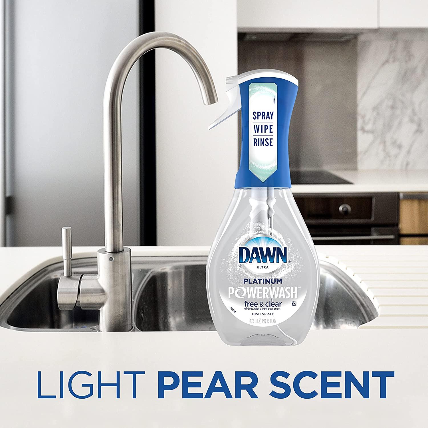 Dawn Free & Clear Power Wash Dish Spray, Dish Soap, Pear Scent Refill, 16oz  