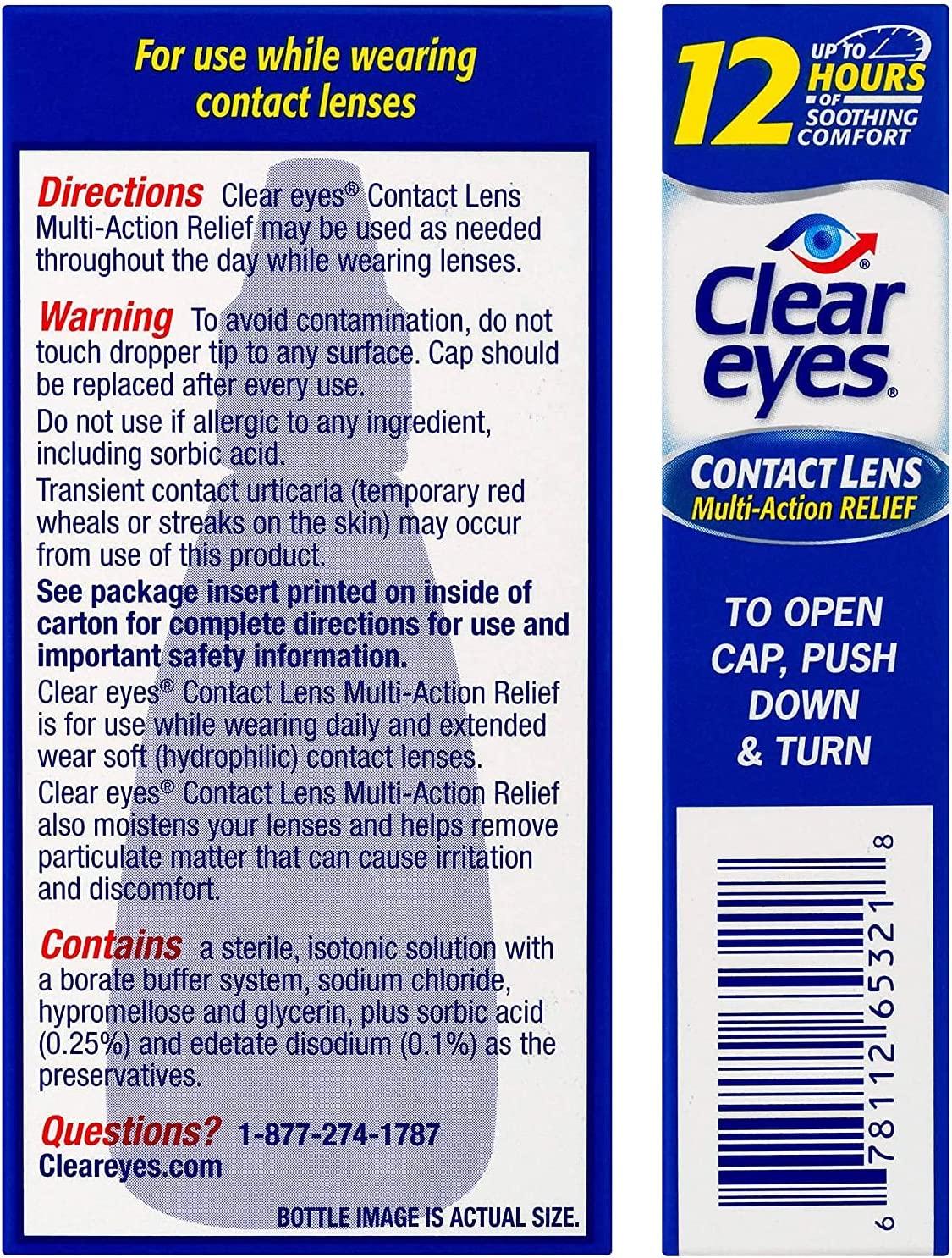 Clear Eyes Contact Lens Relief Eye Drops 0.5 Fl Oz Pack of 2