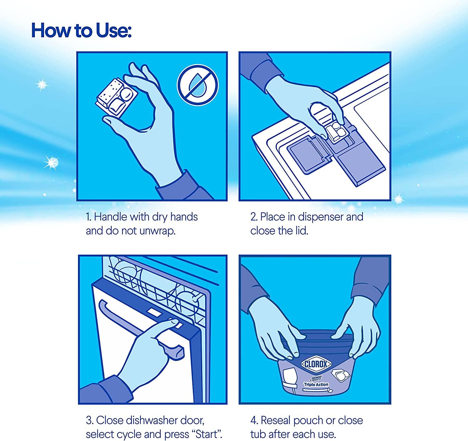 Clorox Triple Action +OxiMax Dishwasher Detergent Pacs, 41 Count