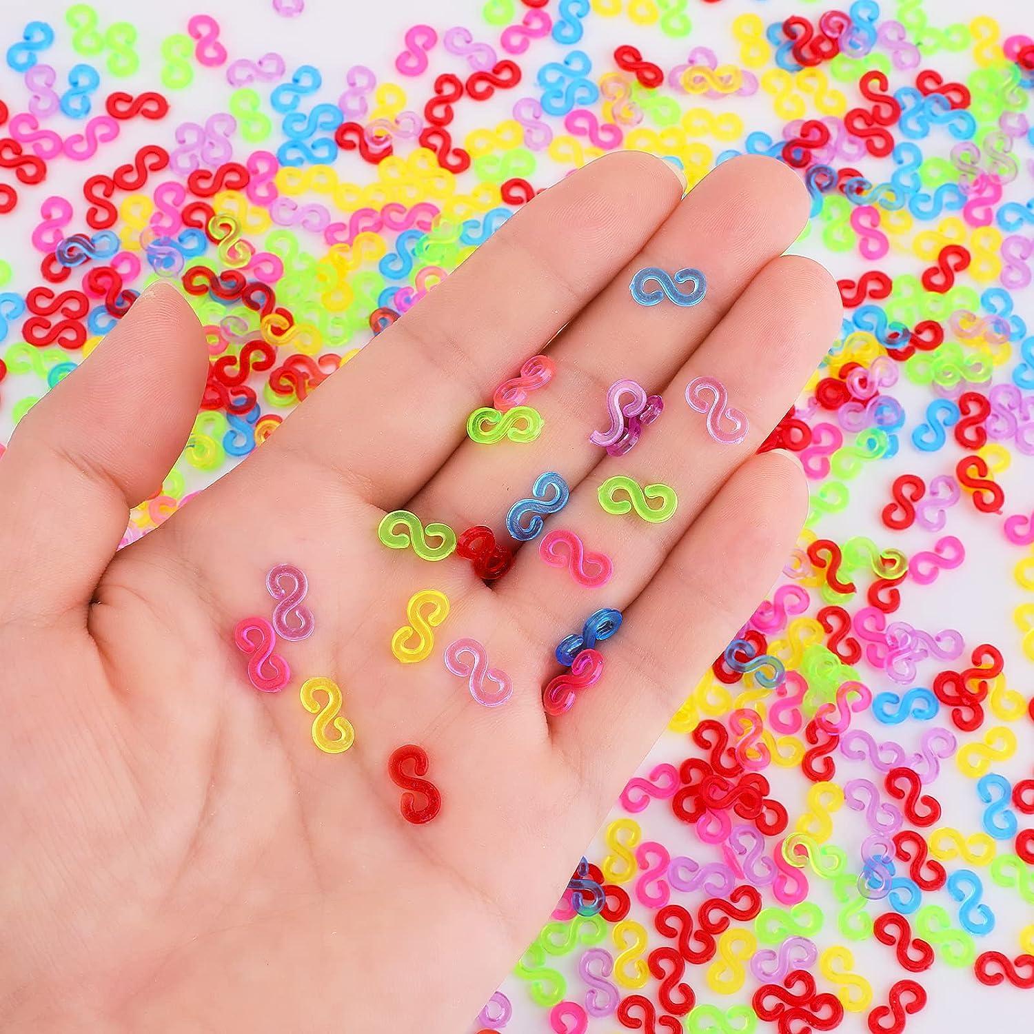 Lusofie 500Pcs Rubber Band Clips Plastic S Clips Colorful Rubber Band  Connectors Clip for Loom Bands Bracelet DIY Craft Making