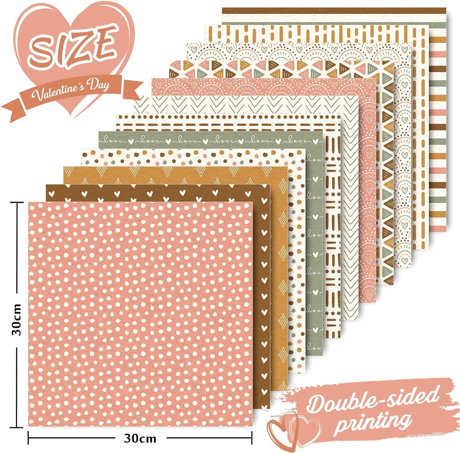 Whaline 24 Pack Boho Pattern Paper 30x30cm Scrapbook Paper DoubleSided