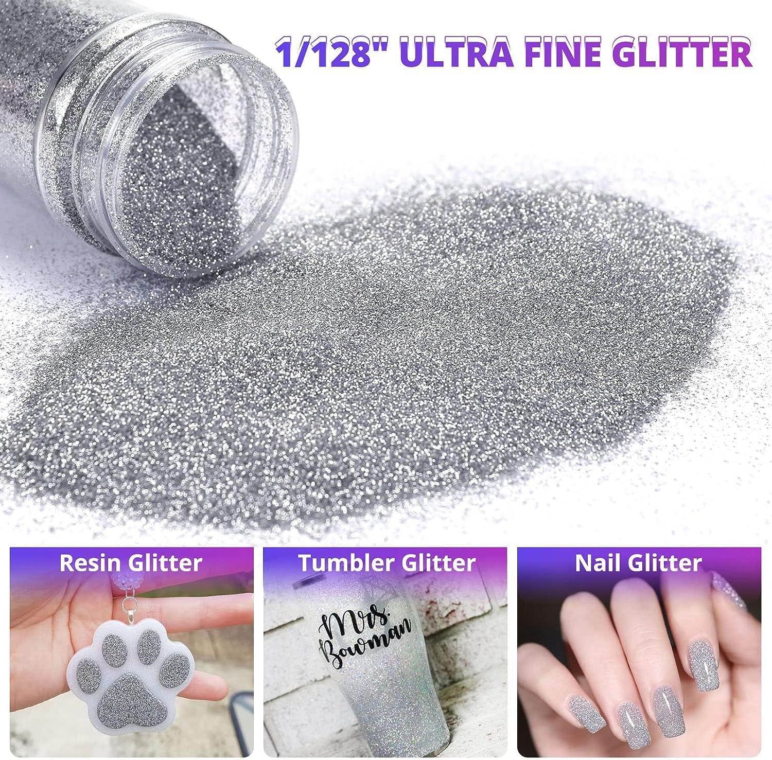 HTVRONT Silver Fine Glitter for Crafts - 50g/1.76oz Extra Fine Glitter for  Resin, Portable Ultra Fine Glitter for Nails, Tumblers, Ornaments, Makeup