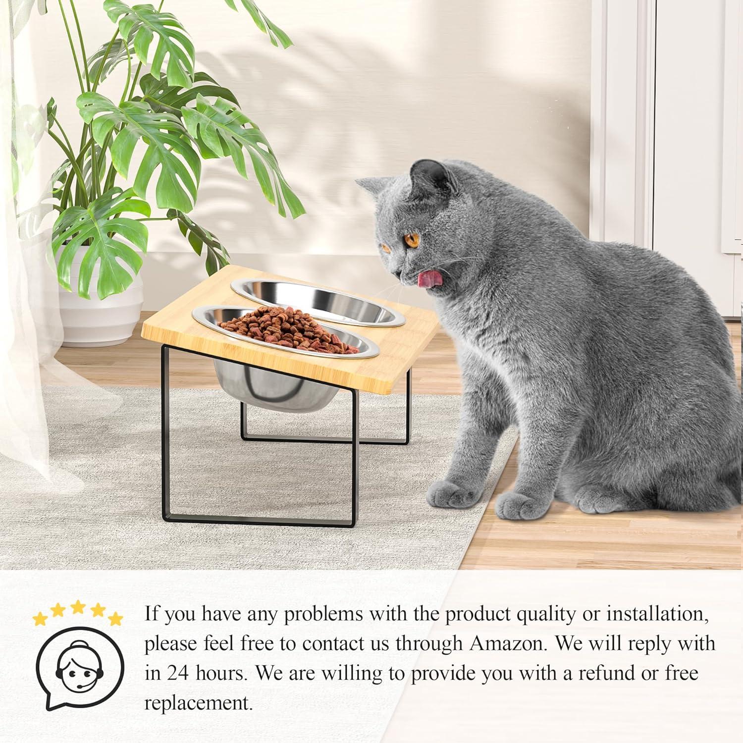 Elevated Cat Bowls with Stand: Tiltable Raised Feeding Station for Cats  with 2 Stainless Steel Bowls Black | Buy Now with Express International  Delivery | GoSupps.com