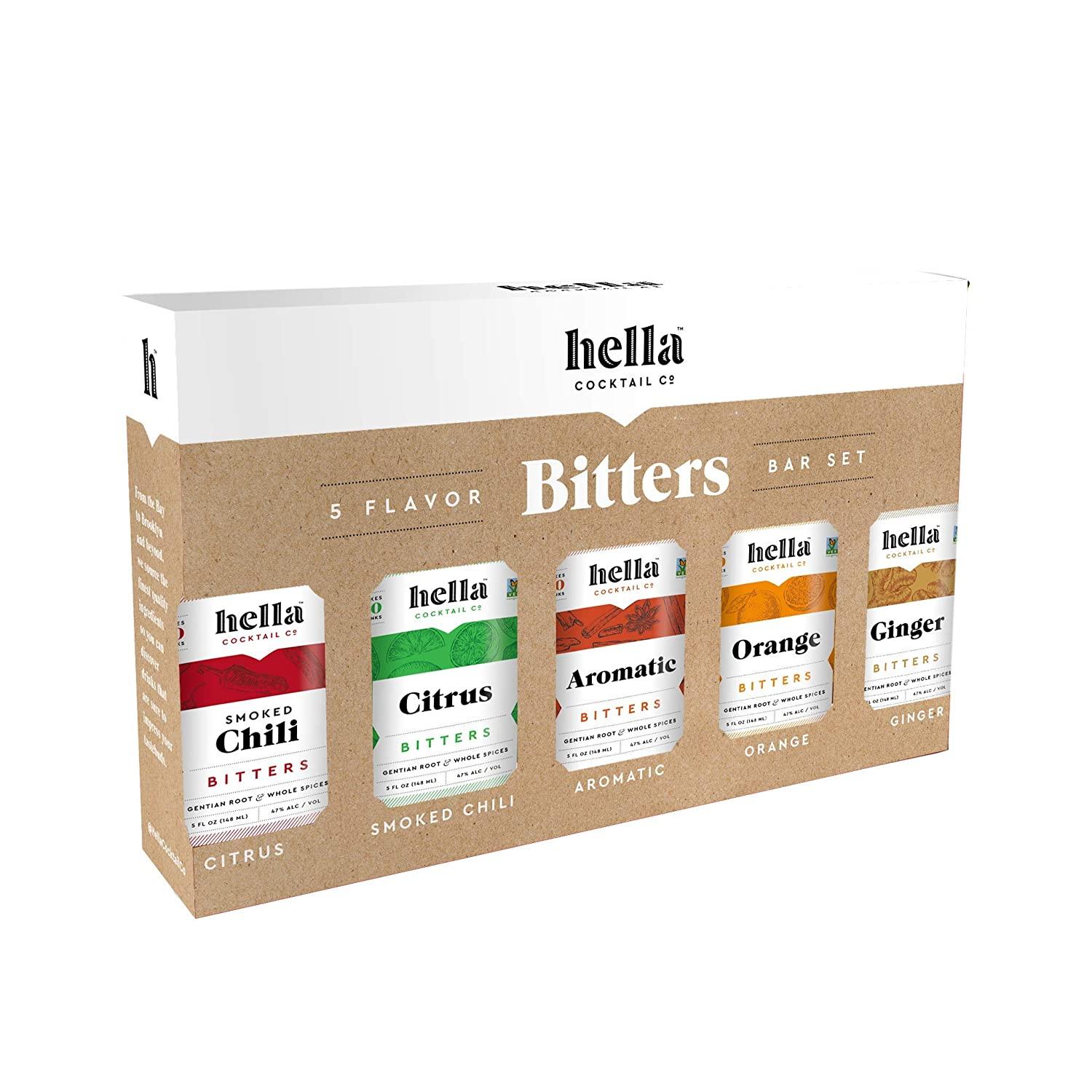 Hella Cocktail Co. 5Pack Bitters Set Craft Aromatic Orange Ginger