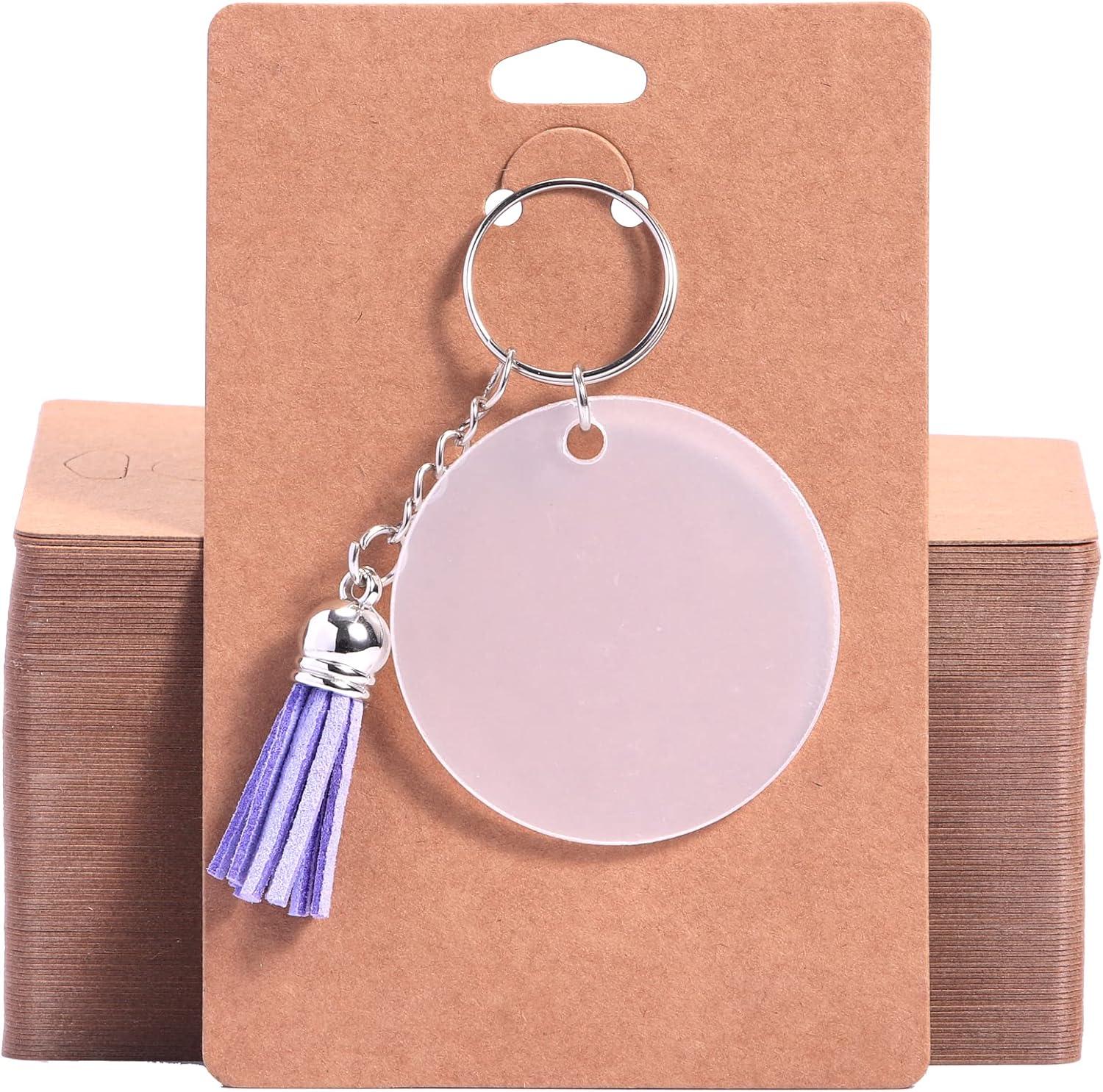 TRYTRYSEE 200 Pieces Brown Color Self-adherent Ring KeyChain Necklace  Bracelet Hairband Body Rings Jewelry Display Cards for Small Business  Jewelry Packaging (Length x Width: 1.6 x 3.9'' Brown) Length x Width: 1.6 x  3