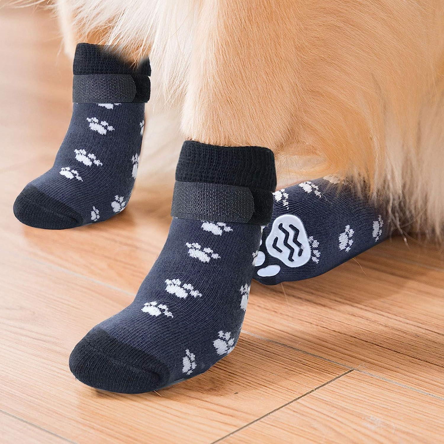 Rypet Anti Slip Dog Socks 3 Pairs - Dog Grip Socks with Straps