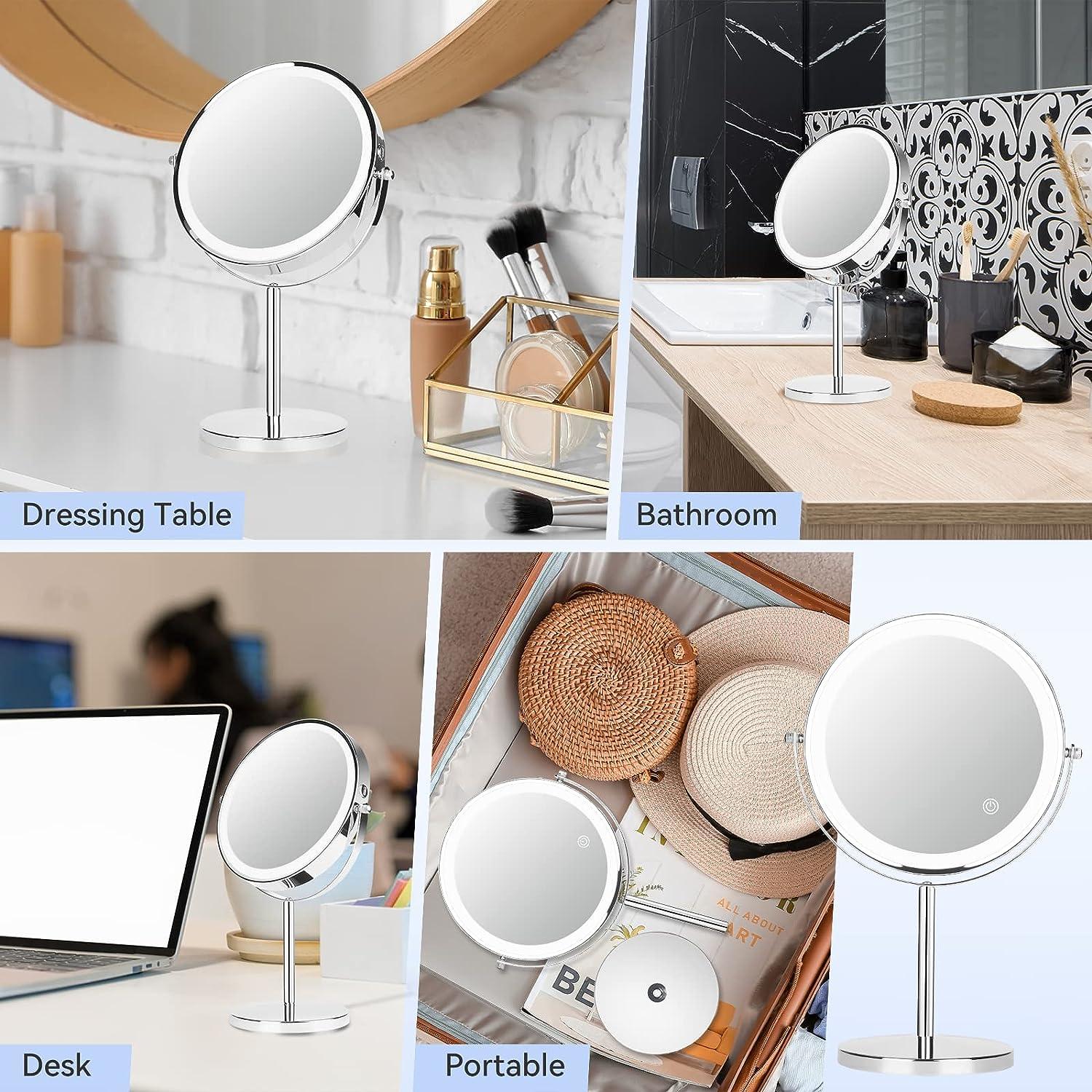 8 inch Desktop Magnifying Makeup Mirror with Lights 8 Dimmable