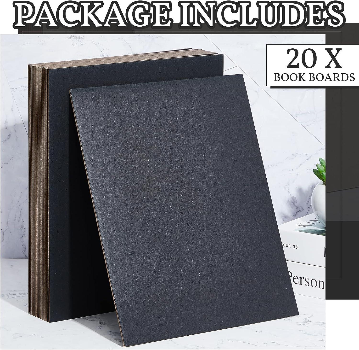 20 Pcs Book Board, Binders Board Chipboard Designer Bookboard Kraft Heavy  Duty Chipboard Sheets Bookbinding Supplies for Book Binding Cover (Black,  11 x 8.5 Inch 80PT)
