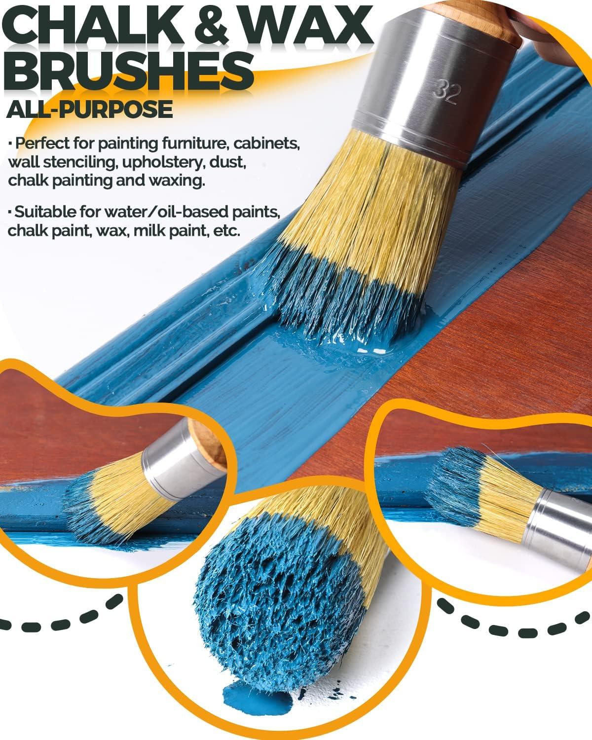 Professional Chalk and Wax Paint Brush Set, 2PC Oval and Round Chalk