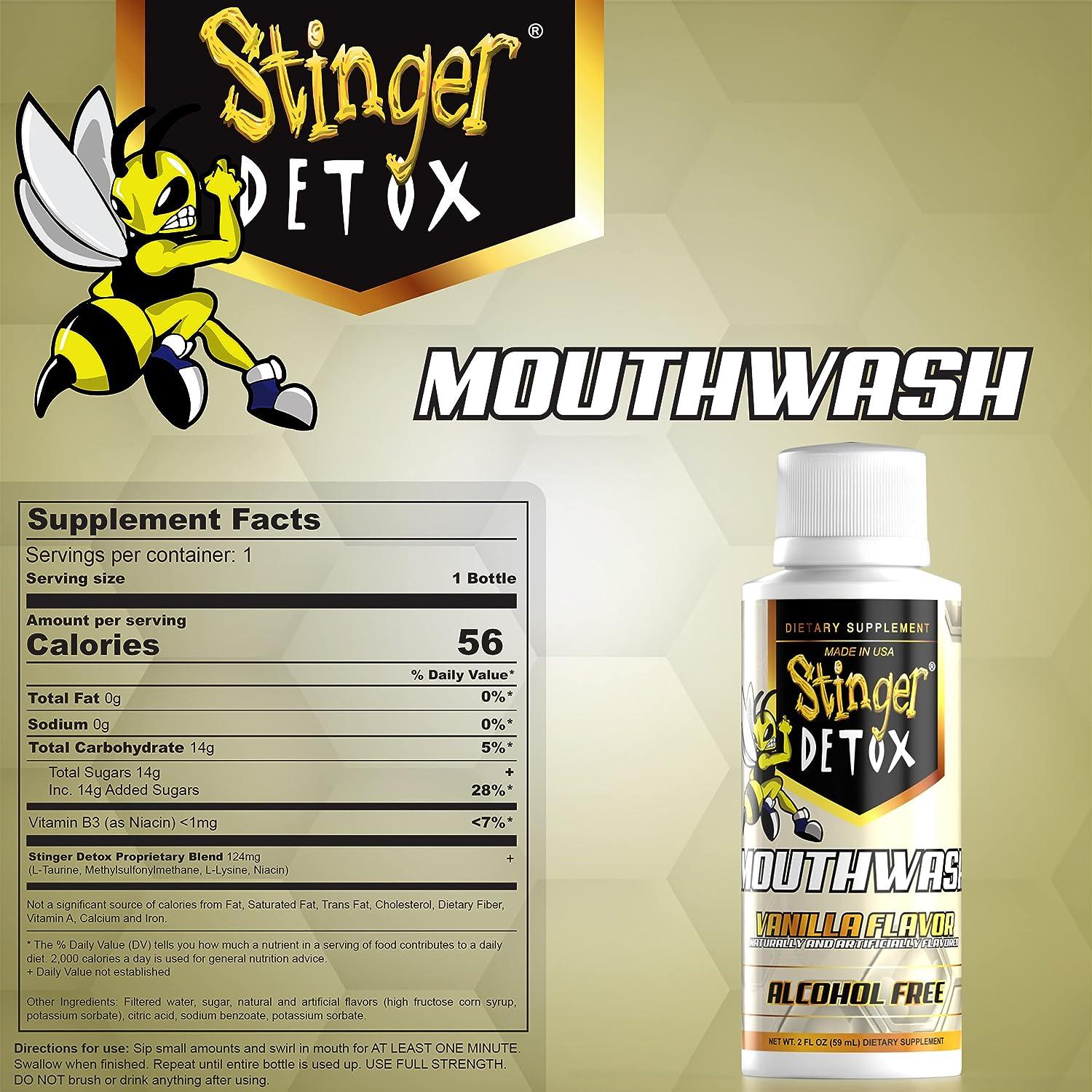 Stinger Detox Mouthwash Drink Vanilla Flavor 2 FL OZ AlcoholFree