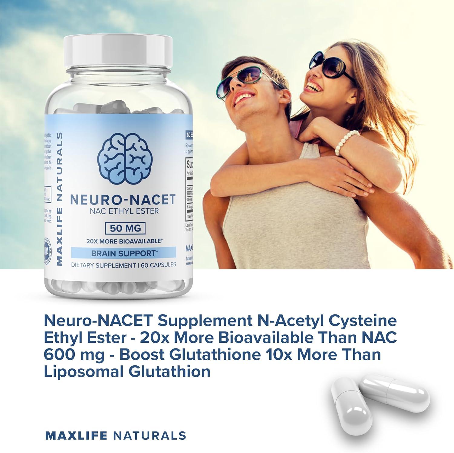 Neuro NACET - 1000mg N-Acetyl Cysteine Ethyl Ester | 20X More Bioavailable  10X Higher Glutathione Boost | Brain Support with Glycine & Selenium -  International Shipping | Buy Now with Express International Delivery