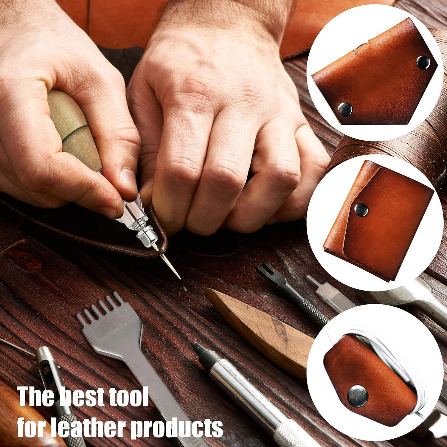 10 Pieces Sewing Awl Kit Leather Stitcher Kit Speedy Sewing Awl 1/2/4/6 Leather Hole Punches for