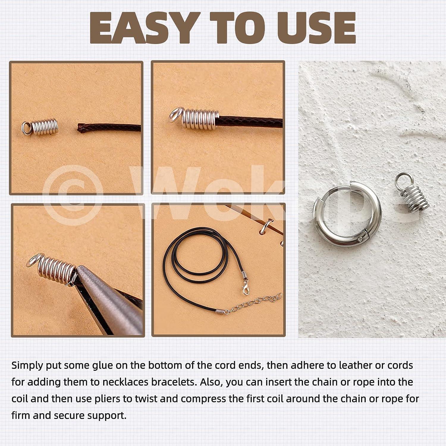 Wokape 500Pcs 3.5mm Cord Ends Caps with Loop 5 Colors Iron