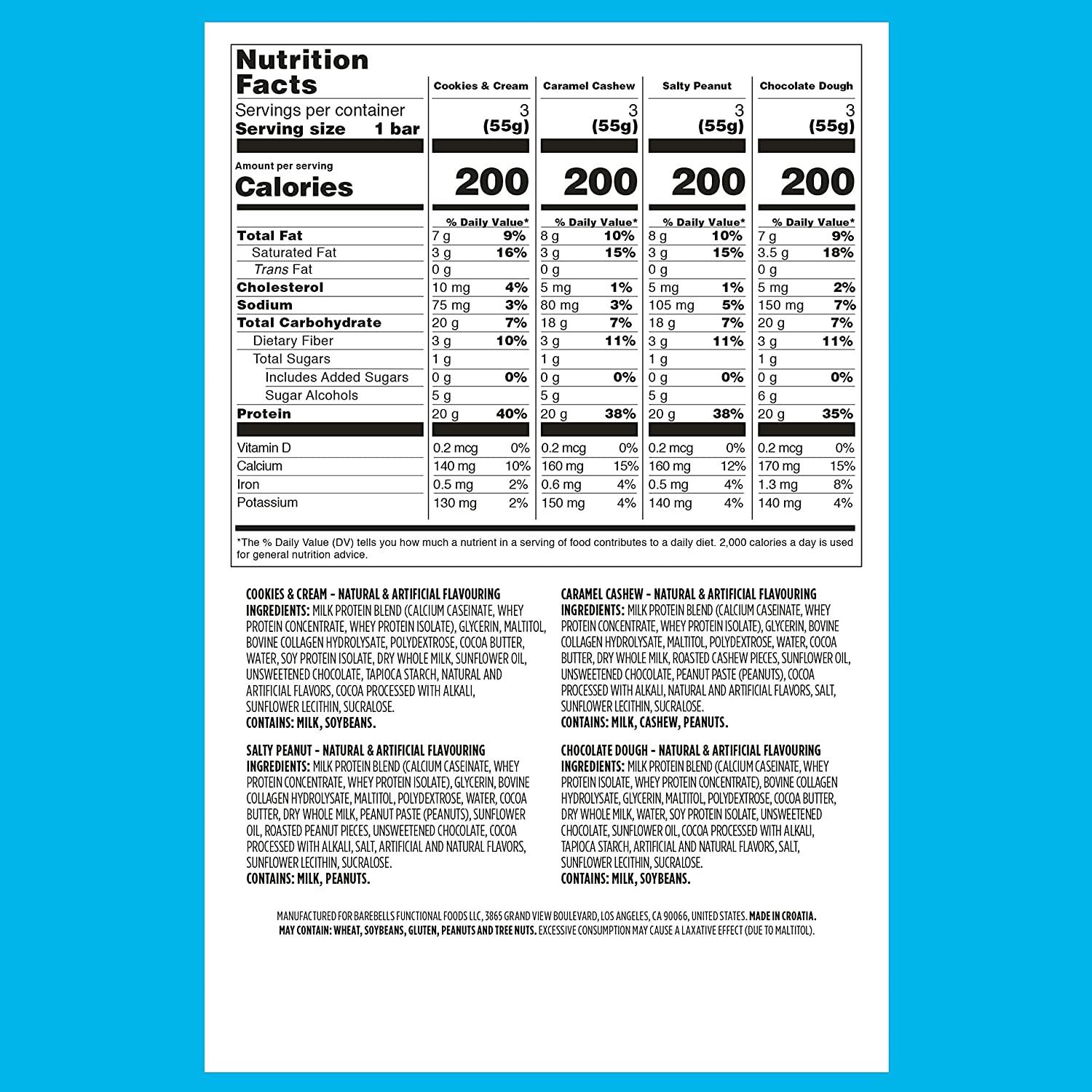 Barebells Protein Bars Variety Pack 12 Count, 1.9oz Bars Protein Snacks with 20g of High