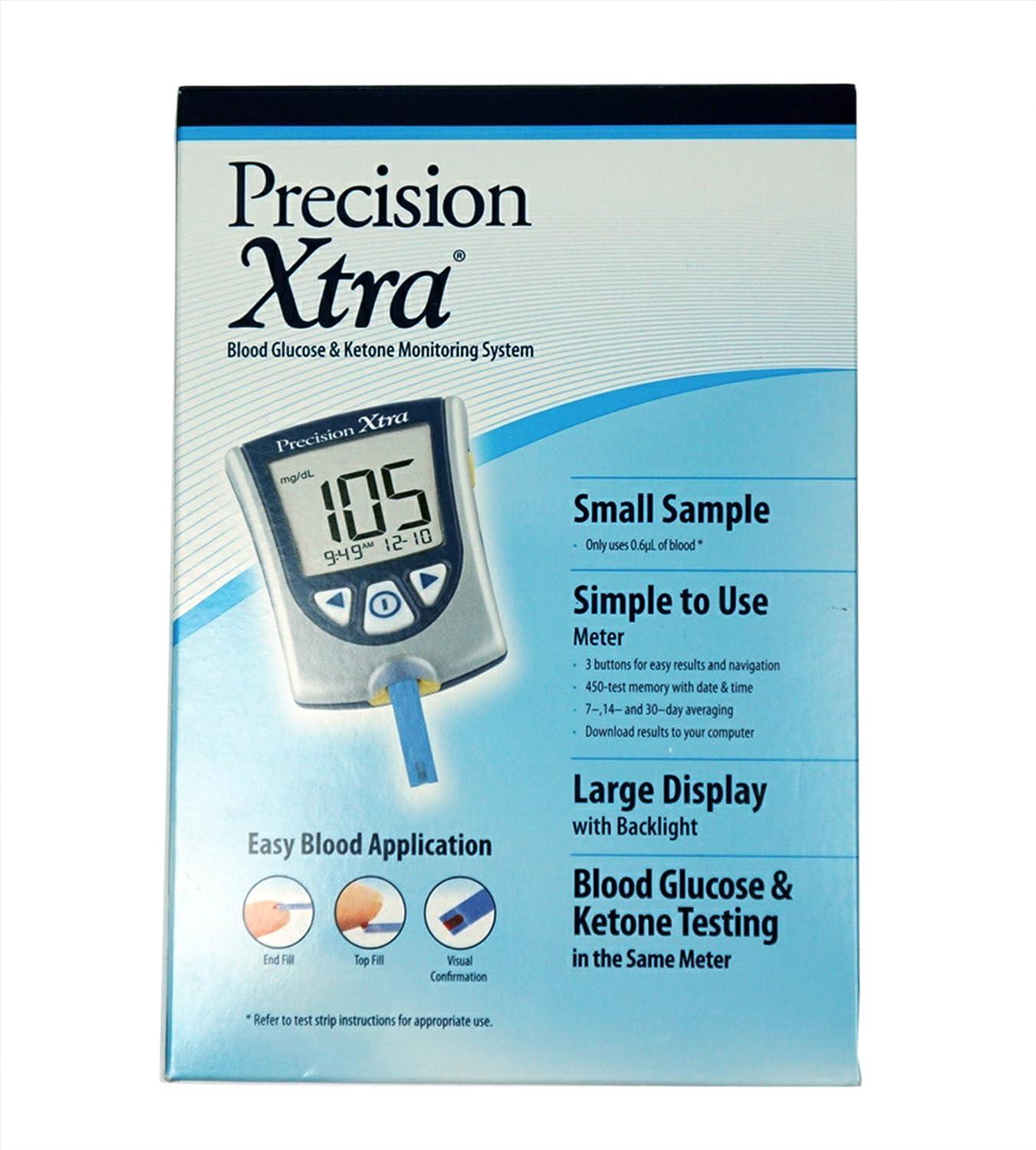 Precision Xtra Blood Glucose and Ketone Monitoring Meter Kit Bundle+10