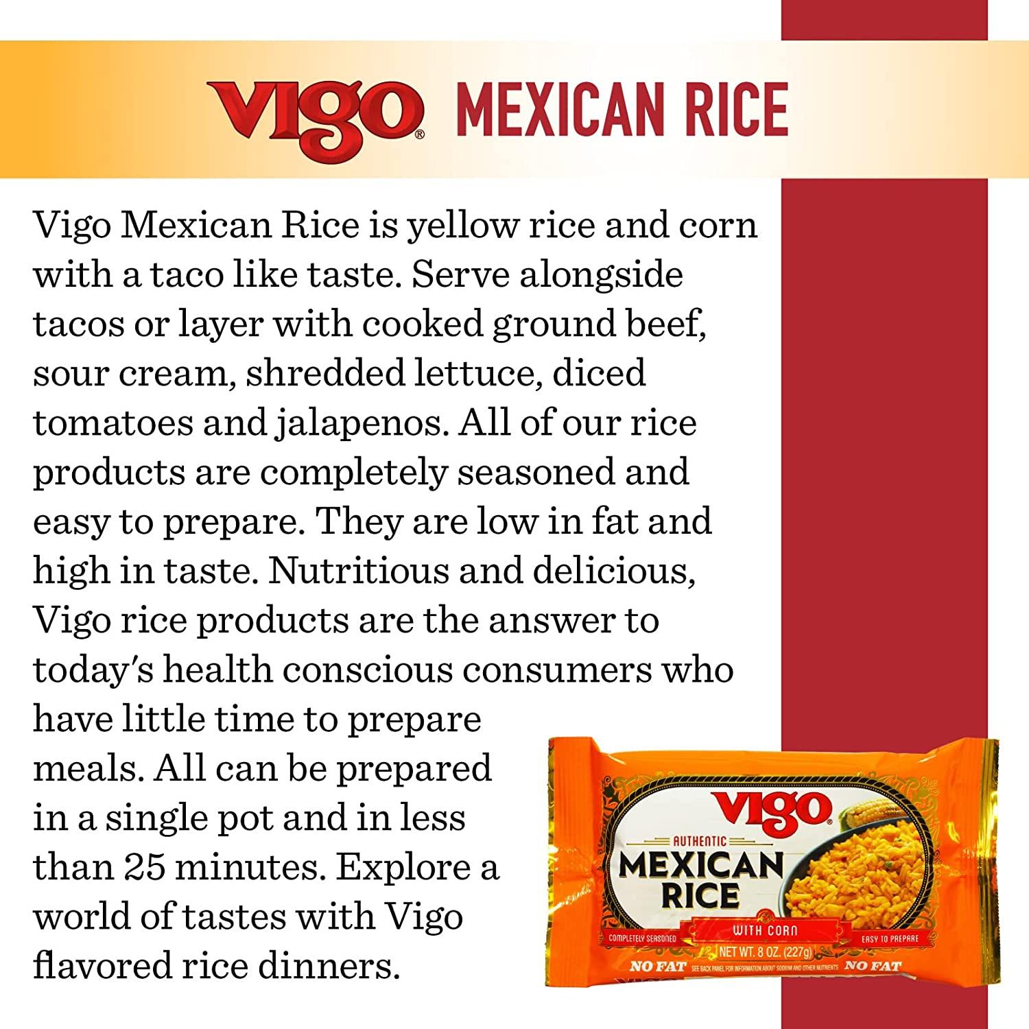 Vigo Authentic Mexican Rice with Corn, No Fat, 8oz (Pack of 12)