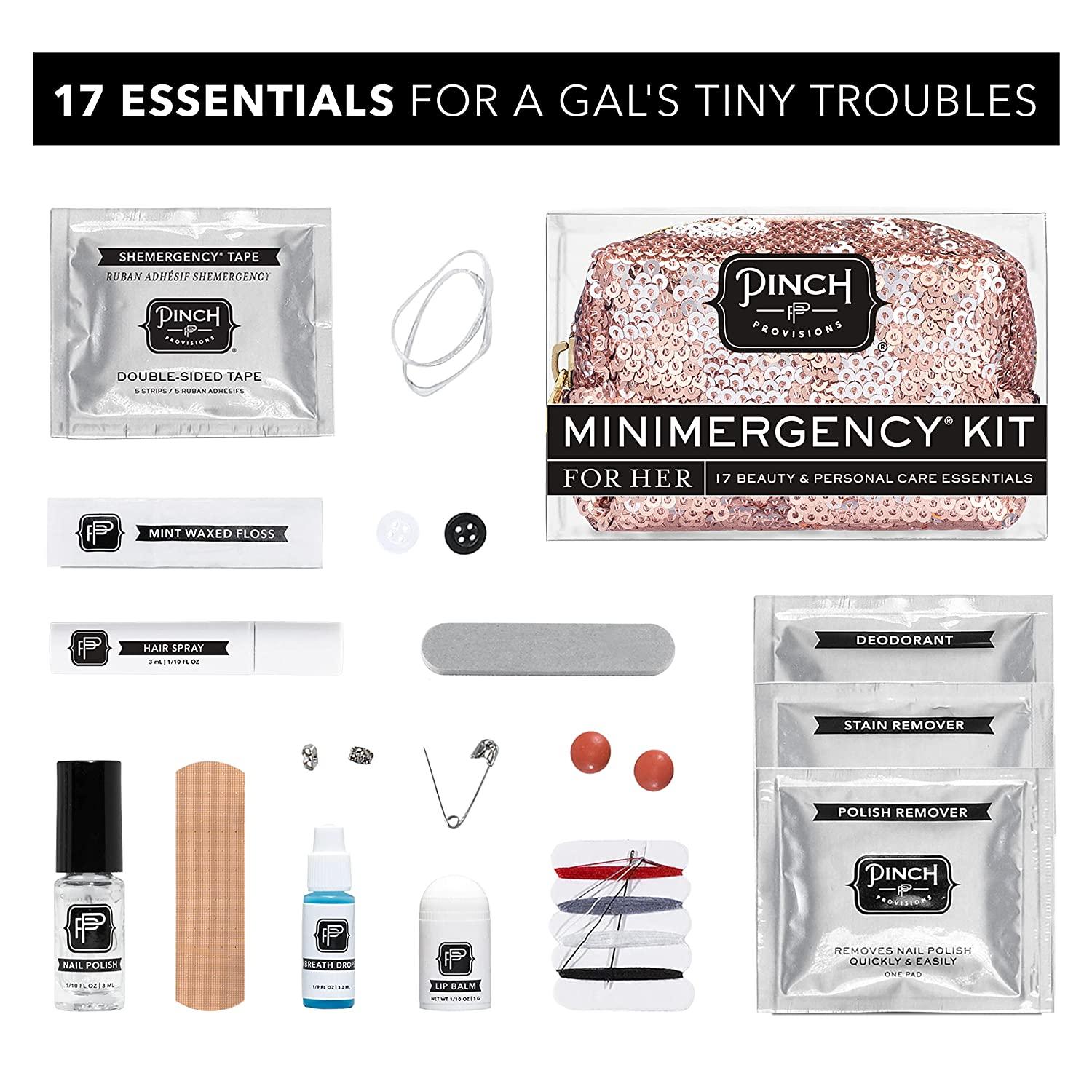 Pinch Provisions Minimergency Kit, For Her, Includes 17 Must-Have Emergency  Essential Items, Compact, Multi-Functional Pouch, Gift for Parties and  Birthdays (Rose Gold)