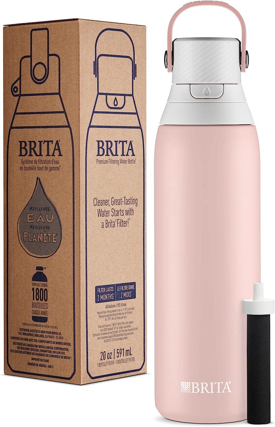 Brita 20oz Premium Double Wall Insulated Water Bottle with Filter - Blue