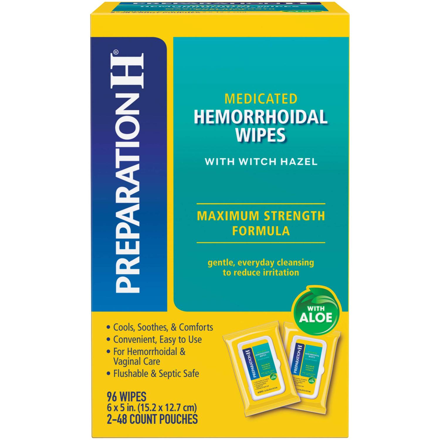 Flushable Medicated Hemorrhoid Wipes Soothing Relief for Hemorrhoids