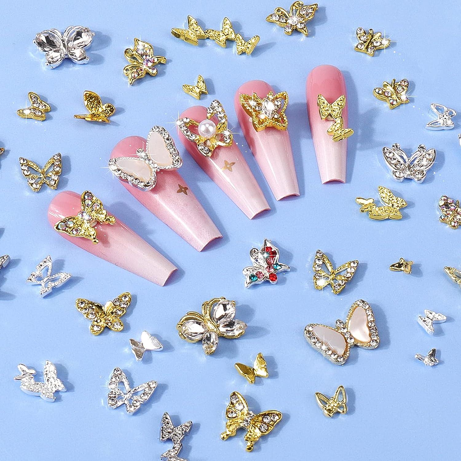 Juome Nail Charms, 30 Pcs Butterfly Nail Charms 3D Butterflies Shape Charms  for Nail Gems and Rhinestones, Nail Art Decorations Supplies (15Pcs Gold,  15Pcs Silver) - Yahoo Shopping
