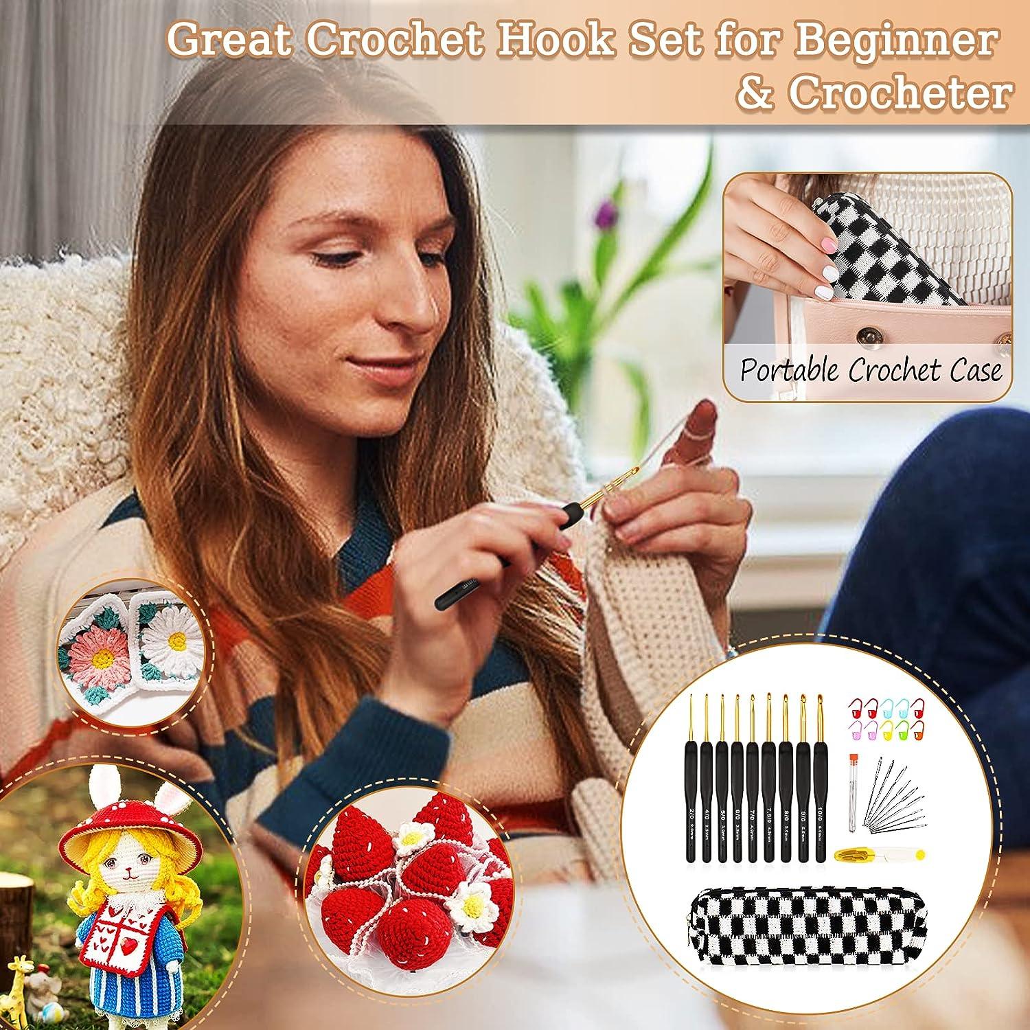 Aeelike 31pcs Crochet Hook Set, Black Gold Crochet Hooks Ergonomic Crochet  Hooks for Arthritic Hands with