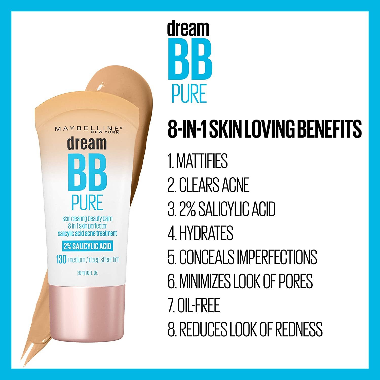 Maybelline Dream Pure BB Cream 100 Light 8in1 Skin Care with 2