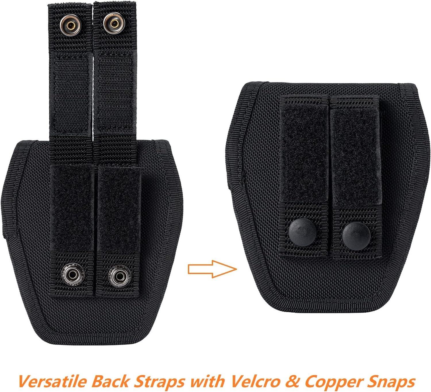 First Class Basketweave Leather Handcuff Holder with Hook and Loop
